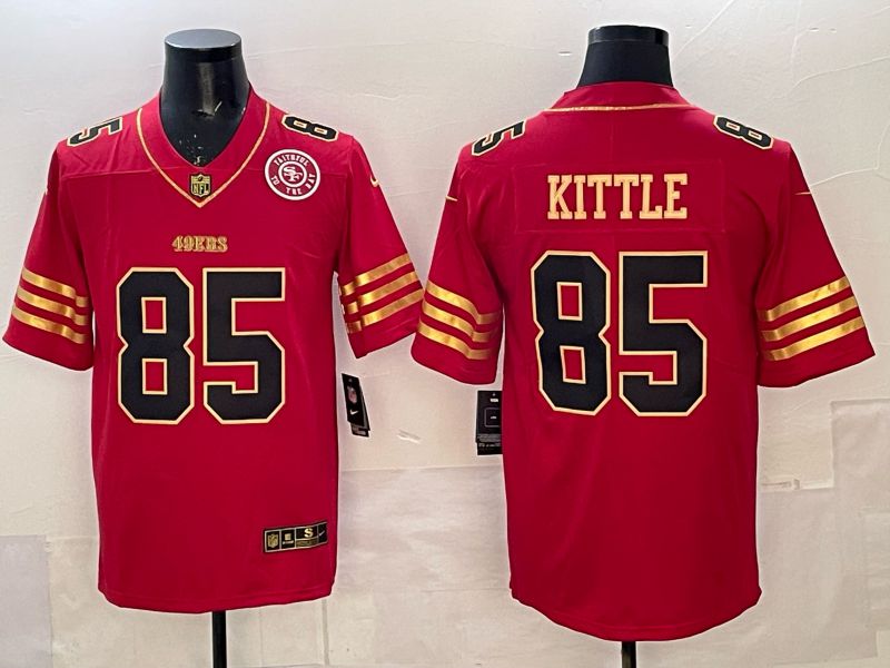 Men 2025 Nike San Francisco 49ers #85 Kittle Red gold Limited NFL Jersey 047